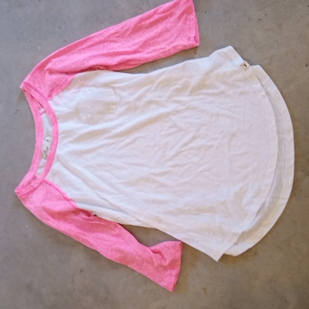 Y2K Hollister Pink White Top with Sequins Juniors Medium